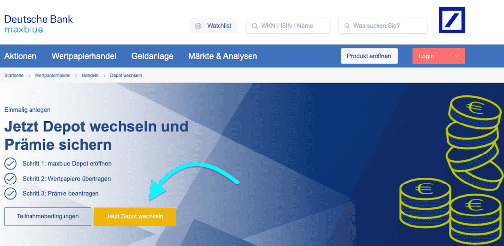 Depotübertrag comdirect zu maxblue